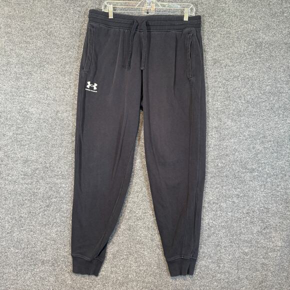 Under Armour Pants Mens XL Black Joggers Sweatpants Fleece Loose Drawstring - Picture 1 of 11